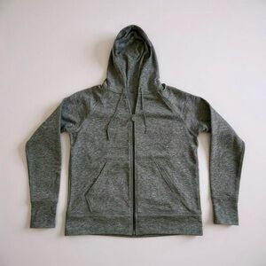Dark Grey Green Heathered Zip-Up Hoodie